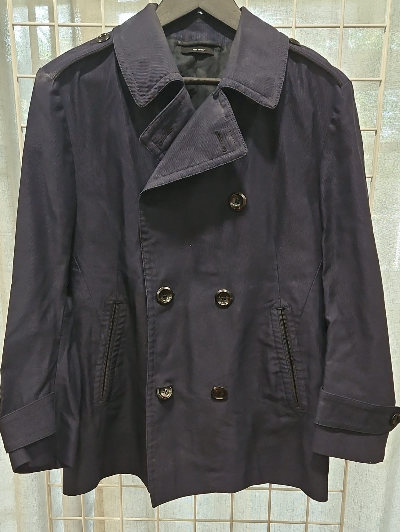 Tom Ford Navy Double-Breasted Trench/Pea Coat
